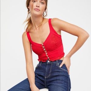 Free People Red Go Brami Crop Top - Size XS
